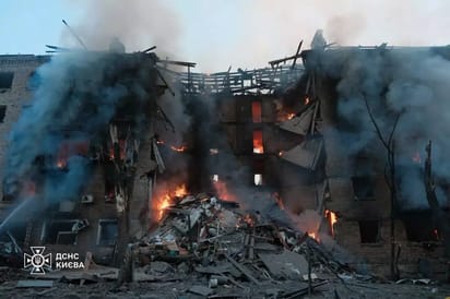 Skutki rosyjskiego ataku na Kijów.