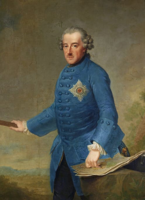 Portret króla Prus Fryderyka II Wielkiego autorstwa Johanna Georga Ziesenisa