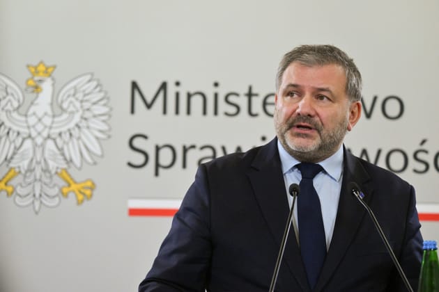 Minister sprawiedliwości, prokurator generalny Waldemar Żurek podczas konferencji prasowej w siedzibie Ministerstwa Sprawiedliwości w Warszawie