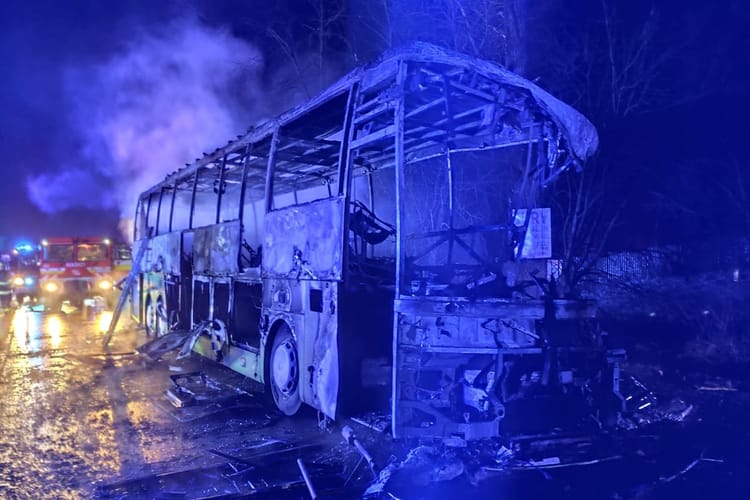Pożar polskiego autobusu na Słowacji