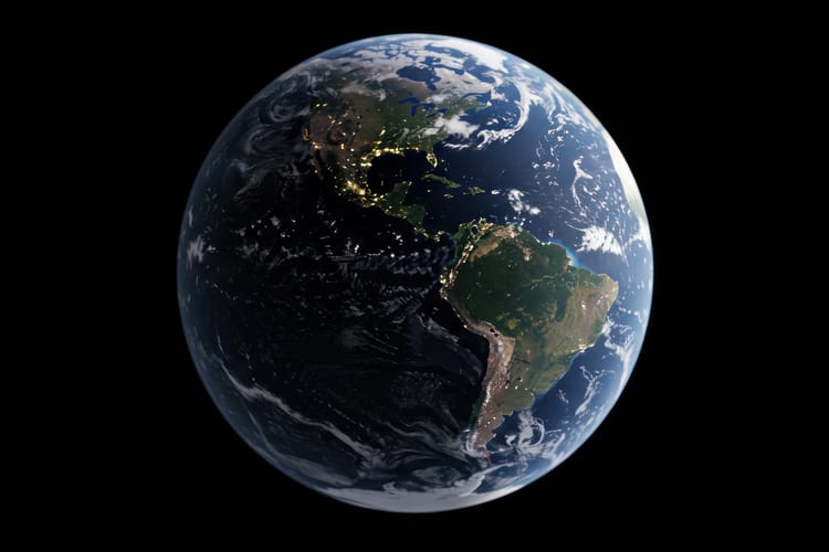 Detailed,View,Of,Planet,Earth,From,Space,Showing,Americas,,Urban