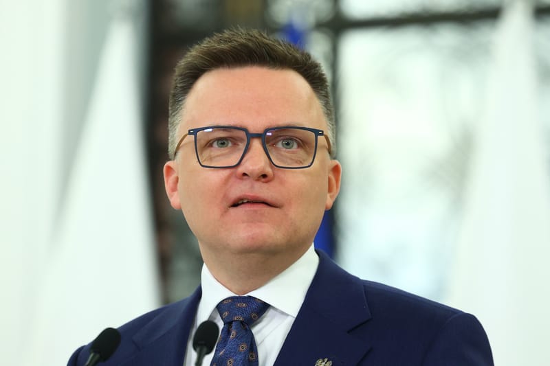 Szymon Hołownia podczas posiedzenia Sejmu.