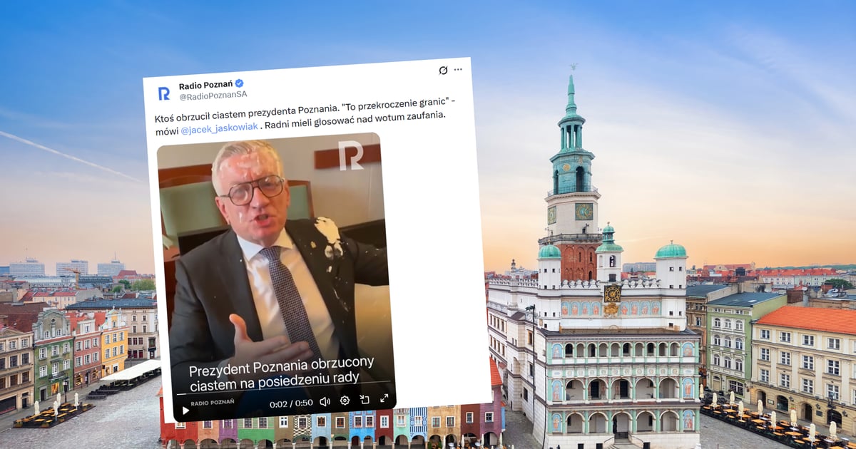 Prezydent Poznania obrzucony tortem. „Przekroczenie wszelkich granic”
