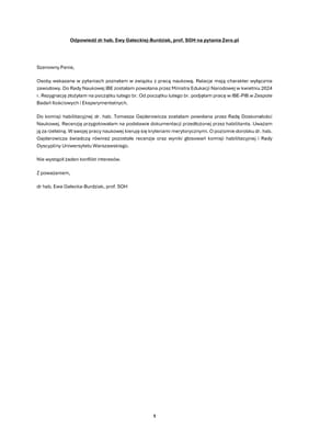 Odpowiedź dr hab. Ewy Gałeckiej-Burdziak, prof. SGH na pytania Zero.pl (strona 1 z 1)