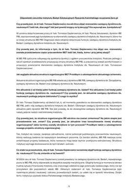 Odpowiedź rzecznika Instytutu Badań Edukacyjnych Ryszarda Kamińskiego na pytania Zero.pl (strona 1 z 2)