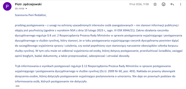 Screen korespondencji z MKiDN.