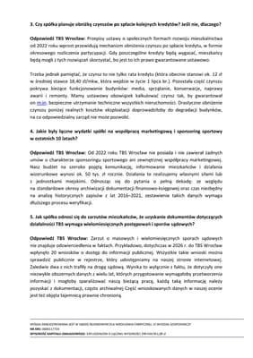 Odpowiedzi od TBS Wrocław.