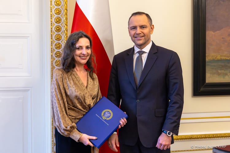 Spotkanie prezydenta Karola Nawrockiego z Przewodniczącą Krajowej Rady Sądownictwa Dagmarą Pawełczyk–Woicką. Fot. Mikołaj Bujak/KPRP