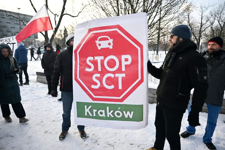 Protest przeciwko SCT w Krakowie