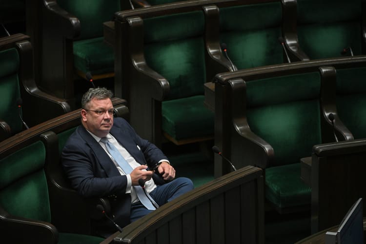 Poseł PiS Michał Wójcik w Sejmie.