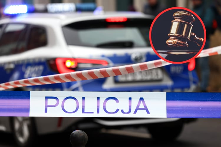 Taśma policyjna i młotek sędziowski