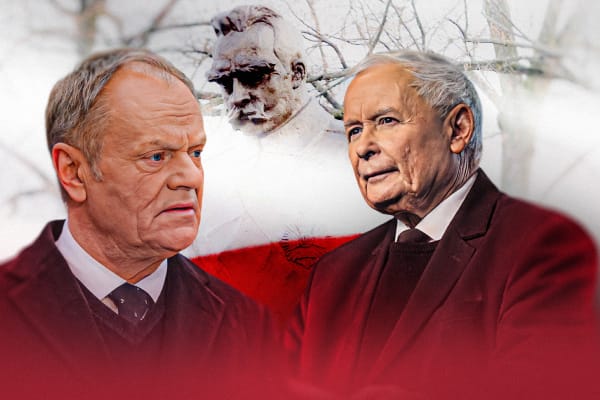 Józef Piłsudski, Donald Tusk, Jarosław Kaczyński