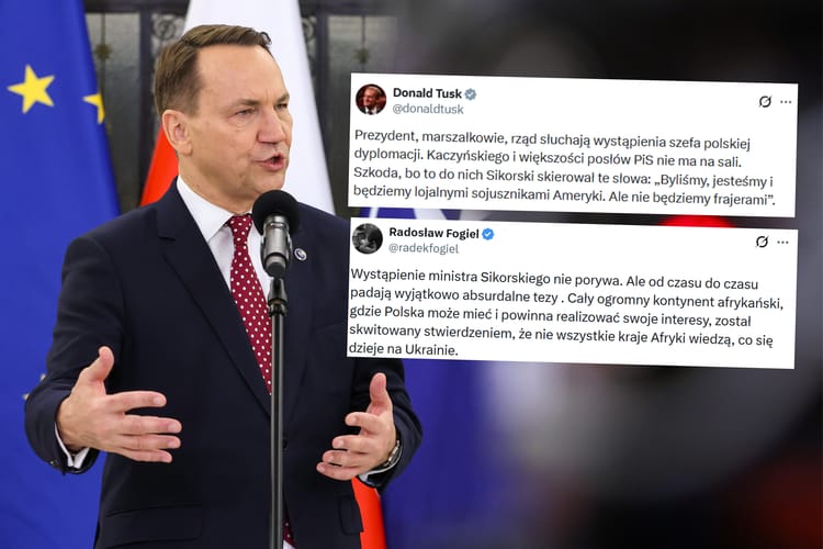 Politycy komentują wystąpienie Sikorskiego.