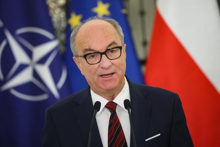 Marszałek Sejmu Włodzimierz Czarzasty podczas konferencji prasowej w Sejmie. (fot. PAP/Leszek Szymański)