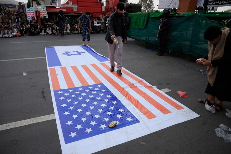 Houthi supporters protest against the US, Israel in Sana'a