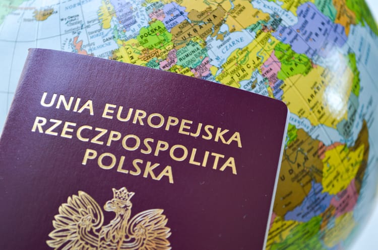 Polski paszport na tle globusa / Shuterstock / fot. TannySolt