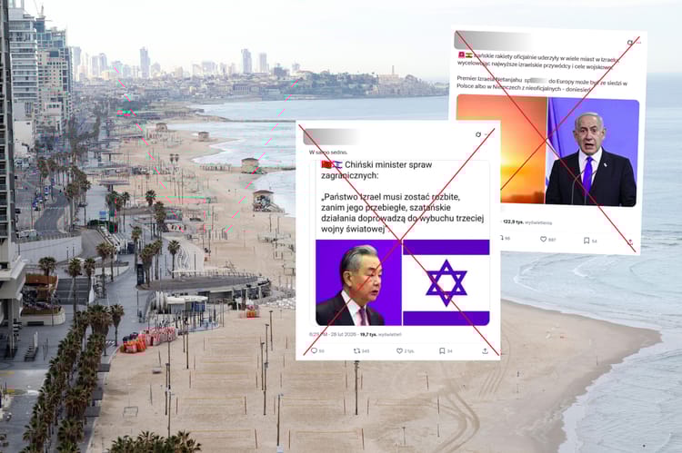 Widok pustej plaży po odwetowych atakach rakietowych Iranu na Tel Awiw.