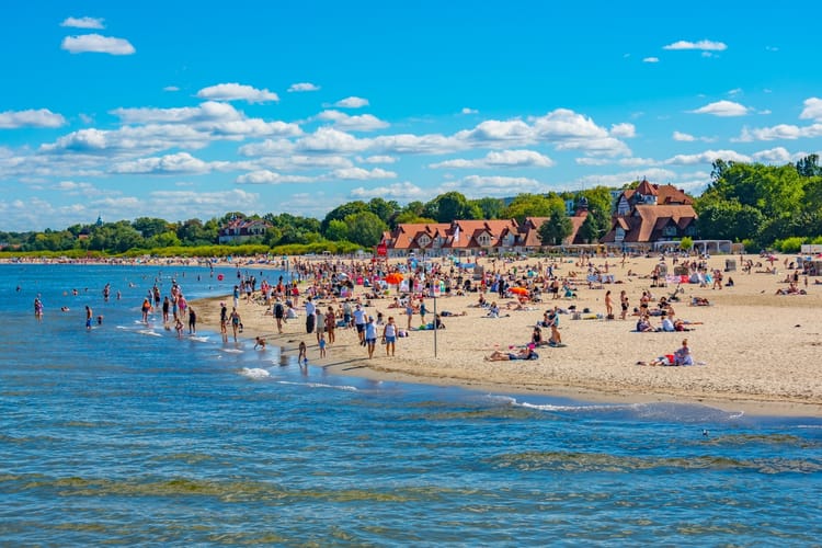 Sopot,,Poland,,August,12,,2024:,People,On,A,Beach,In