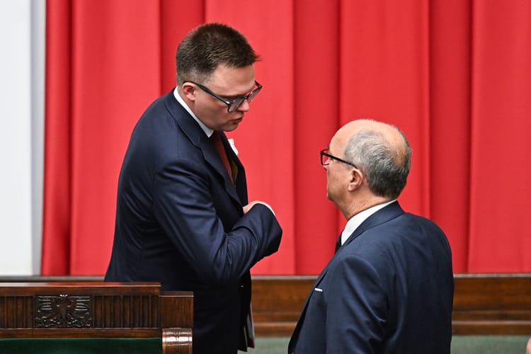 Szymon Hołownia oraz  Włodzimierz Czarzasty podczas posiedzenia Sejmu.