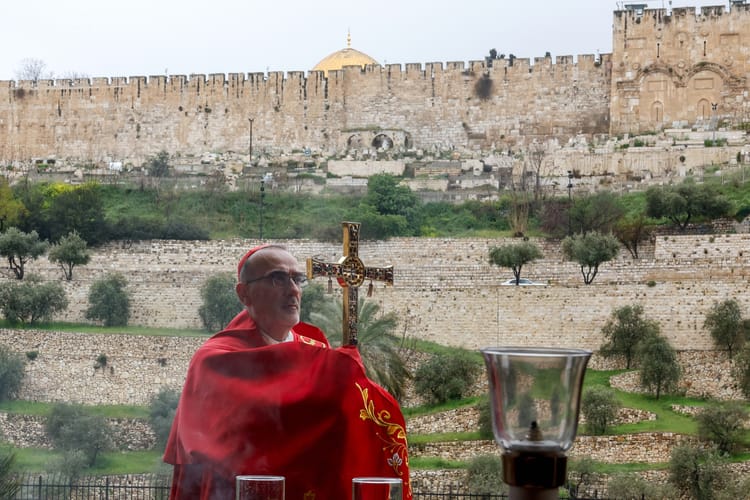 Cardinal Pizzaballa holds a prayer service to mark Palm Sunday, in Jerusalem