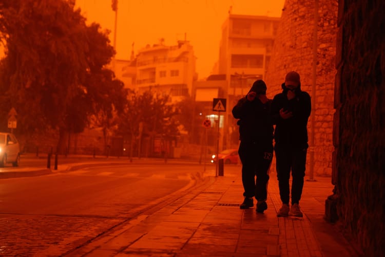 Crete is cloaked by Saharan dust storm