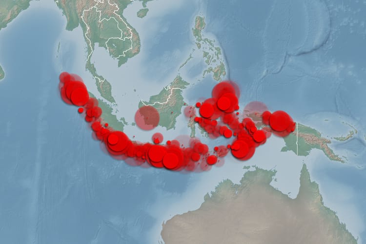 Dynamic,Map,Animation,Showcasing,Earthquake,Activity,Across,Indonesia.