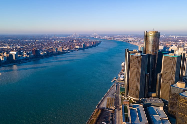 Detroit,,Michigan,,Usa,-,March,25,,2024:,Downtown,Detroit,,With