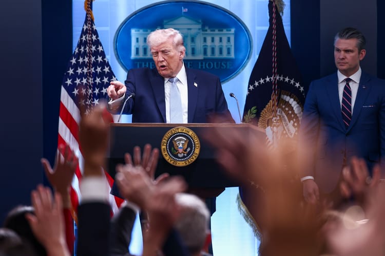 US president and secretary of defense brief media on Iran