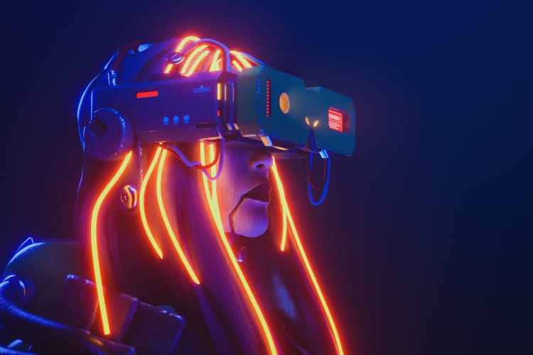 Portret młodej cyberdziewczyny.