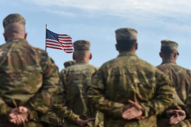 American,Soldiers,And,Flag,Of,Usa.,Us,Army.,Veteran,Day