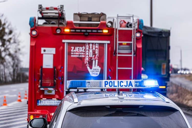 27.12.2025,Poland.,A,Police,Car,Anf,Firetruck,With,Lights,And