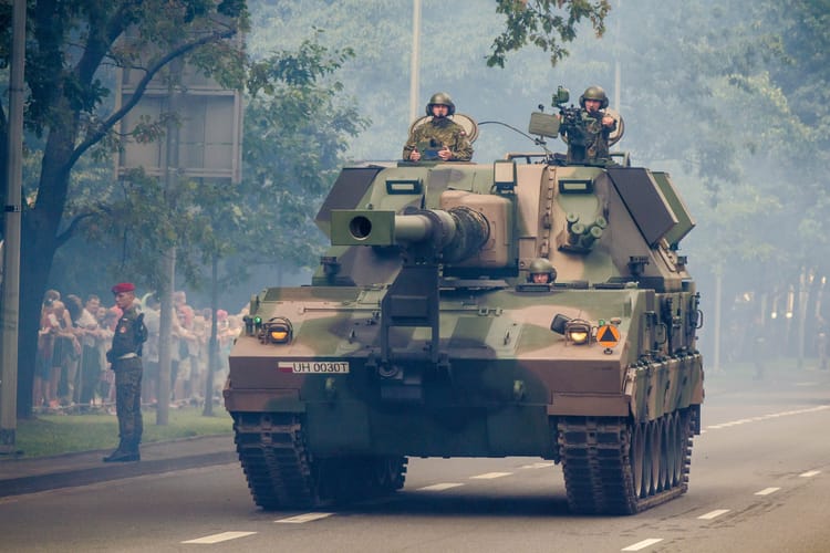 Warsaw,,Poland,-,August,15,2014:,Ahs,Krab,Gun-howitzer,During