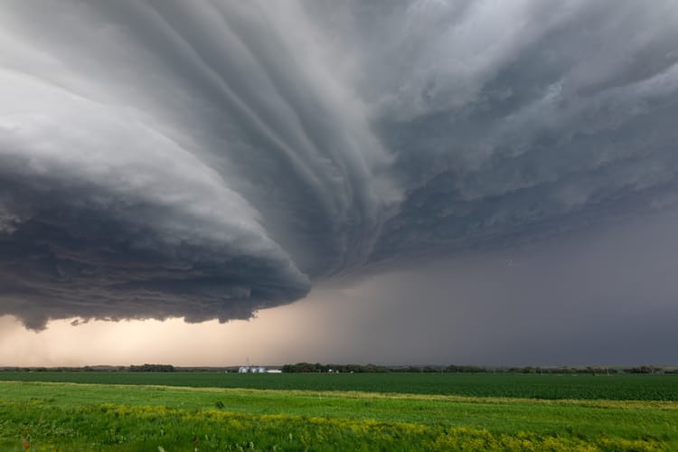 Storm,Clouds,From,A,Supercell,Thunderstorm,Over,A,Field,In